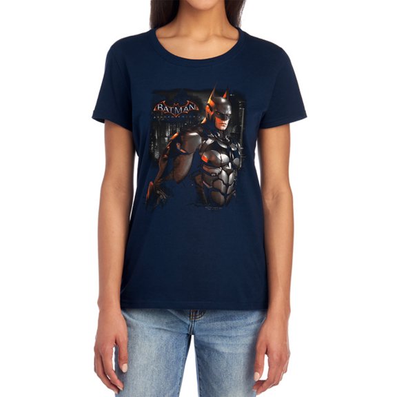 Batman Arkham Knight Dark Knight Women's T Shirt, Navy, Large