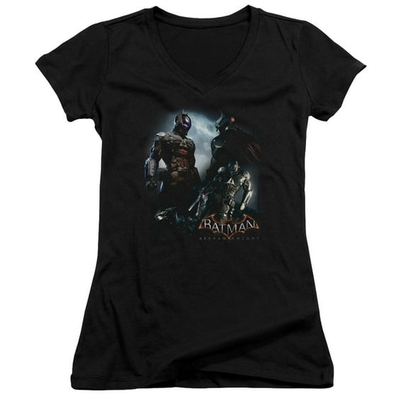 Batman Arkham Knight Face Off Junior Women's T-Shirt V-Neck Black