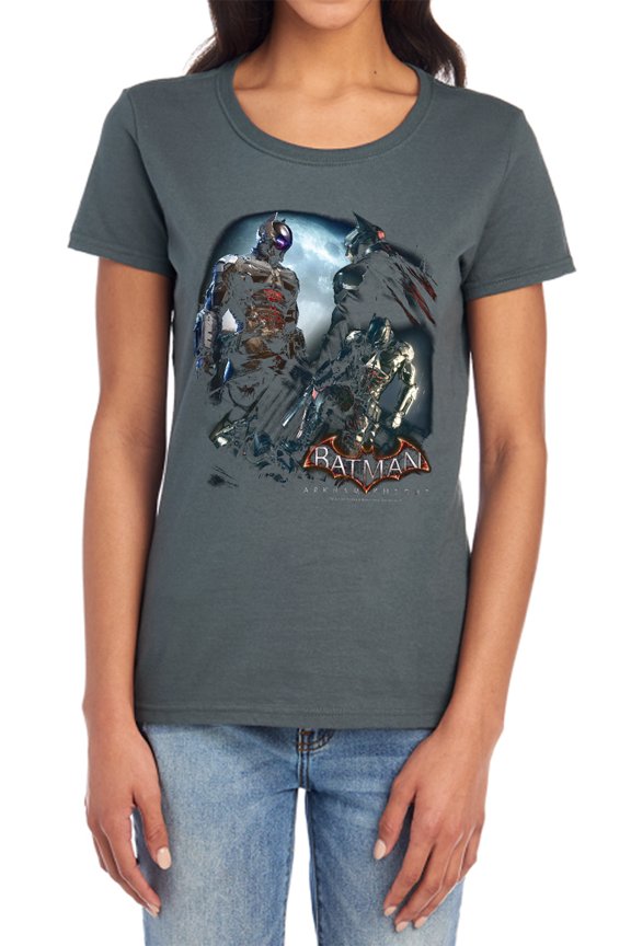 Arkham Knight Face Off Women's T Shirt, Charcoal, Small