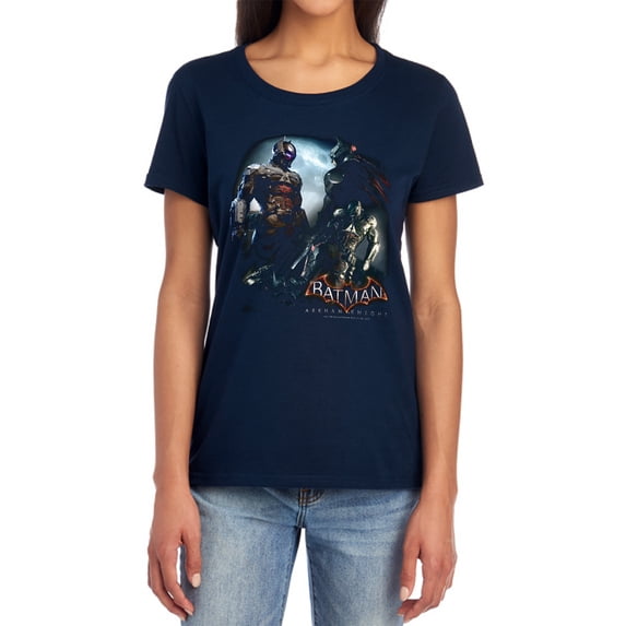 Batman Arkham Knight Face Off Women's T Shirt, Navy, X-Large