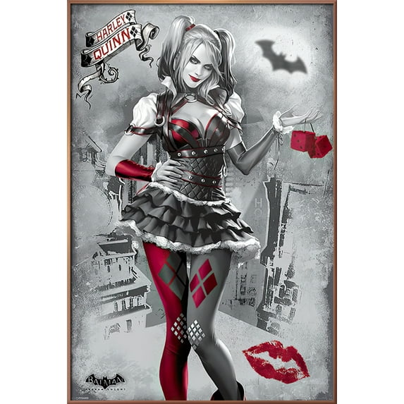 Batman: Arkham Knight - Framed Gaming Poster (Harley Quinn) (Size: 25" X 37") (Shiny Copper Aluminum Frame)