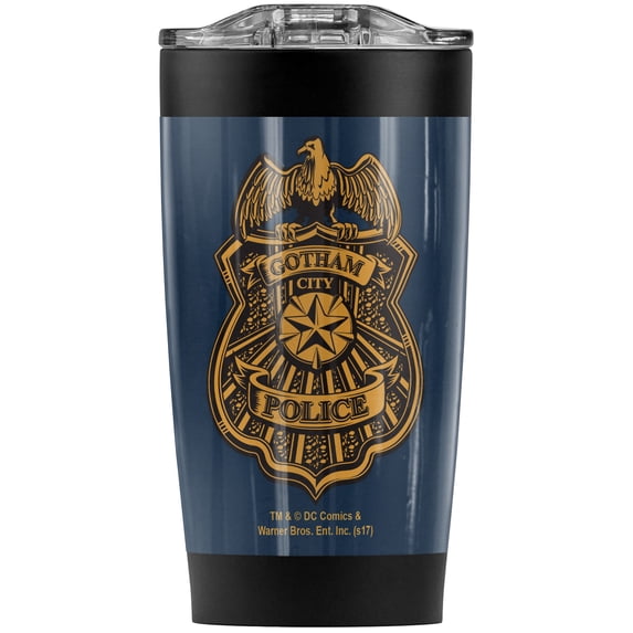 Batman: Arkham Knight Gotham Badge Stainless Steel Tumbler 20 oz Coffee Travel Mug/Cup, Vacuum Insulated & Double Wall with Leakproof Sliding Lid | Great for Hot Drinks and Cold Beverages