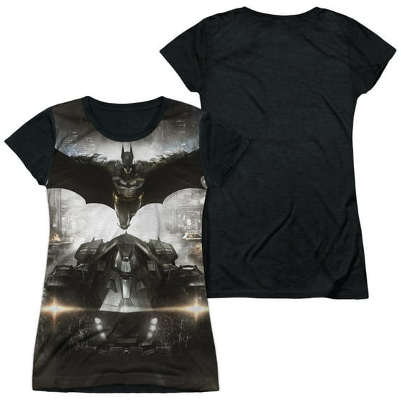 Batman Arkham Knight - Poster - Juniors Teen Girls Black Back Sleeve Shirt - Small