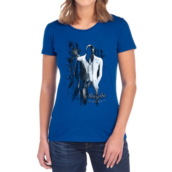 Batman Arkham Origins Black Mask Women's T Shirt, Royal, Small