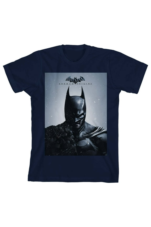 Batman Arkham Origins Damaged Suit Boy's Navy T-shirt-XL