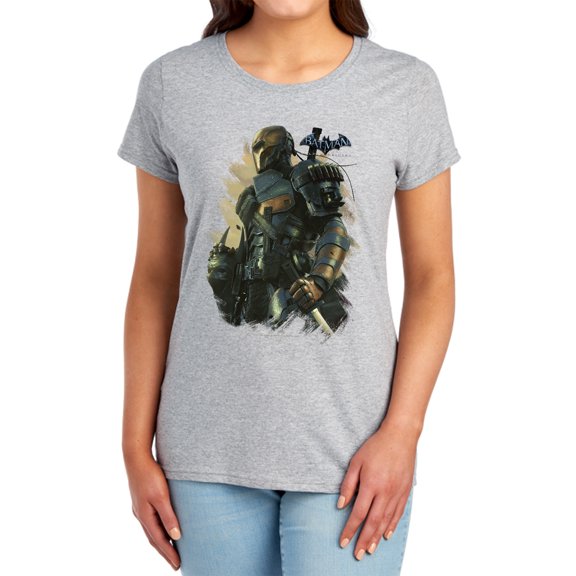 Batman Arkham Origins Deathstroke Women's T Shirt, Athletic Heather, Medium