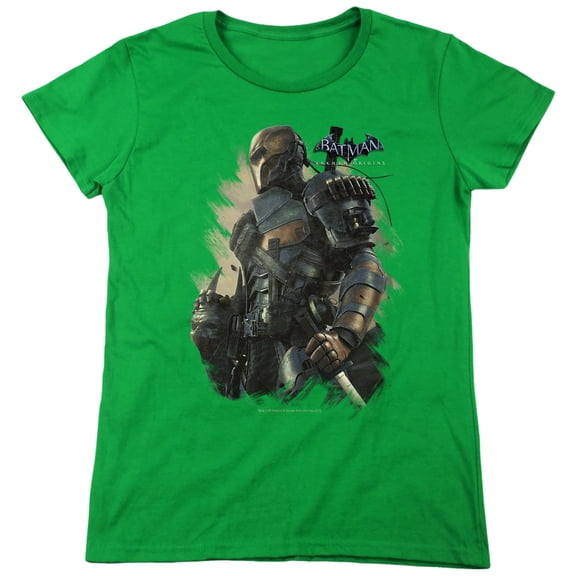 Batman Arkham Origins Deathstroke Women's T Shirt, Kelly Green, 2X-Large