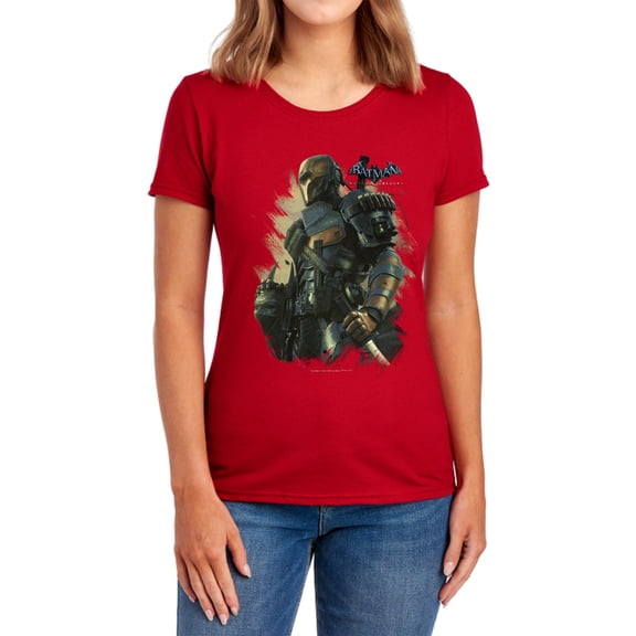 Batman Arkham Origins Deathstroke Women's T Shirt, Red, Medium