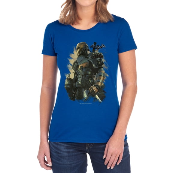 Batman Arkham Origins Deathstroke Women's T Shirt, Royal, Medium