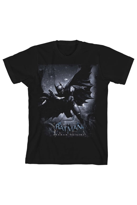 Batman Arkham Origins Poster Art Boy's Black T-shirt-Small