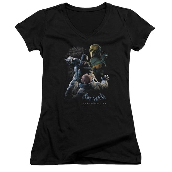 Batman Arkham Origins - Punch - Juniors Cap Sleeve V-Neck Shirt - Large