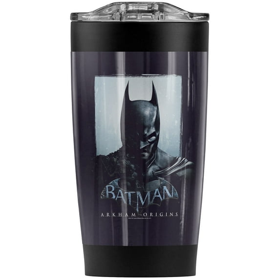 Batman: Arkham Origins/Two Sides Stainless Steel Tumbler 20 oz Coffee Travel Mug/Cup, Vacuum Insulated & Double Wall with Leakproof Sliding Lid | Great for Hot Drinks and Cold Beverages