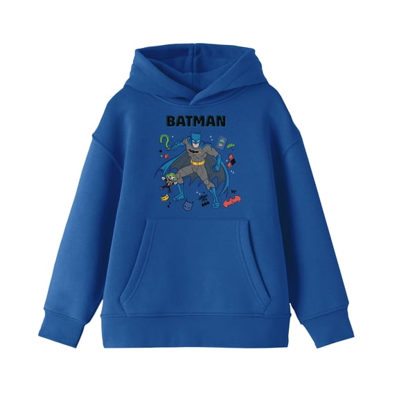 Batman Art Youth Boys Royal Blue Hoodie - XS
