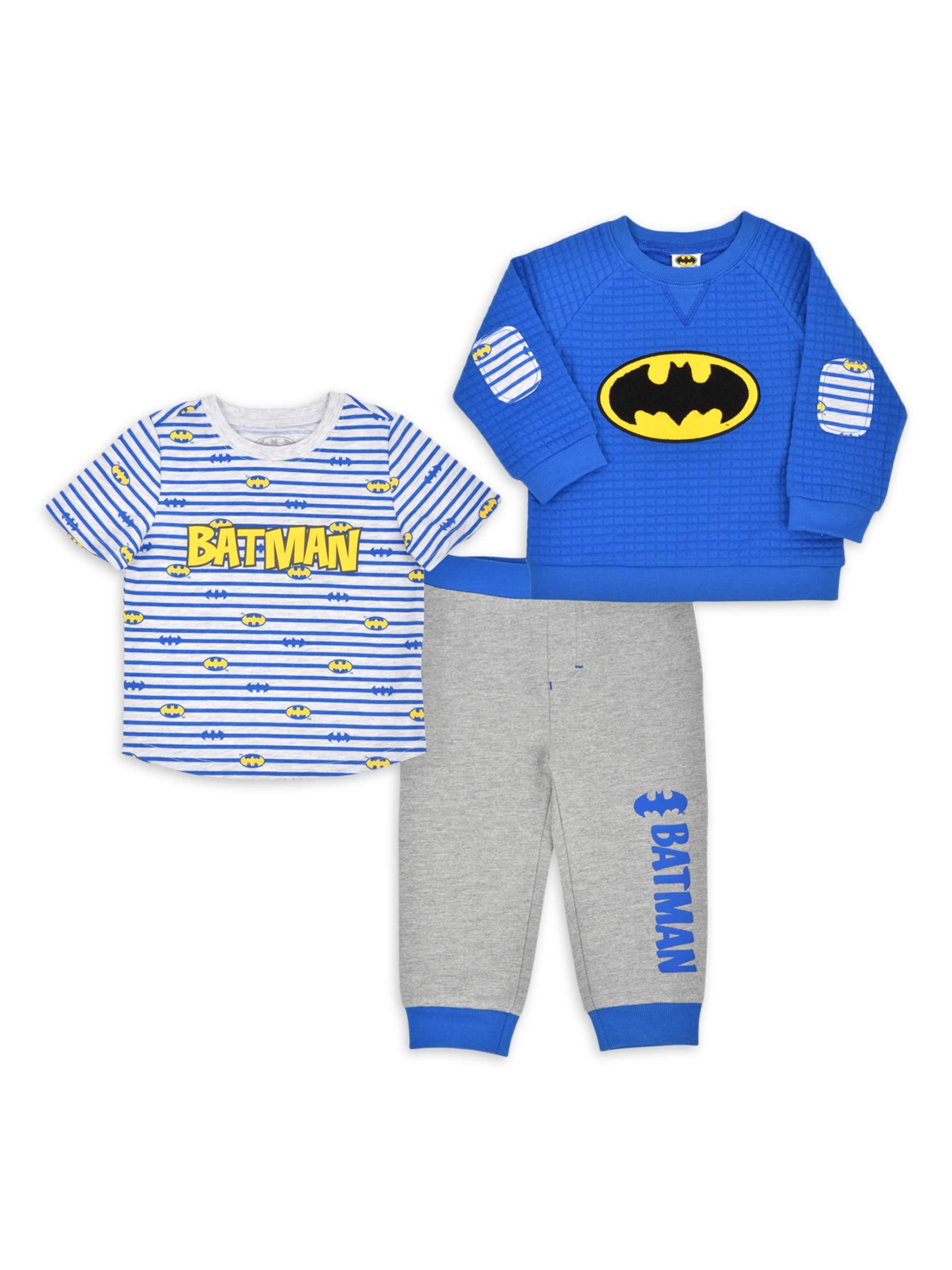 Batman Baby Boy Outfit Set Fleece Long Sleeve Crew, T-Shirt, and Pants, 3pc - image 1 of 1