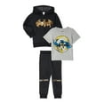thumbnail image 1 of Batman Baby and Toddler Boy Zip Hoodie, Short-Sleeve T-Shirt and Joggers, 3-Piece Outfit Set, Sizes 12M-5T, 1 of 3