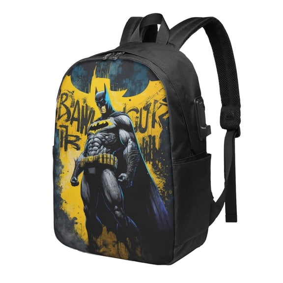 Batman Backpack Large Laptop Bookbag with usb Charging Port College Travel Hiking School Computer Daypack Rucksack