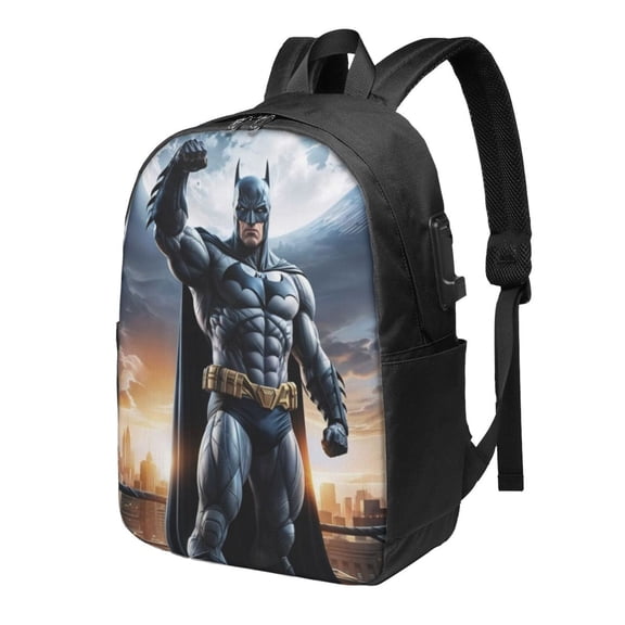 Batman Backpack Large Laptop Bookbag with usb Charging Port College Travel Hiking School Computer Daypack Rucksack