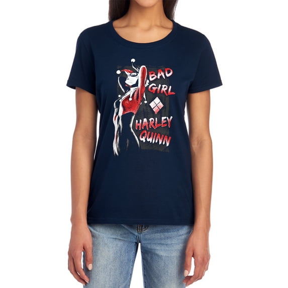 Batman Bad Girl Women's T Shirt, Navy, 2X-Large