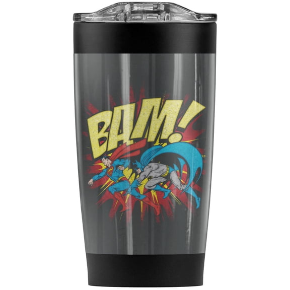 Batman Bam Stainless Steel Tumbler 20 oz Coffee Travel Mug/Cup, Vacuum Insulated & Double Wall with Leakproof Sliding Lid | Great for Hot Drinks and Cold Beverages