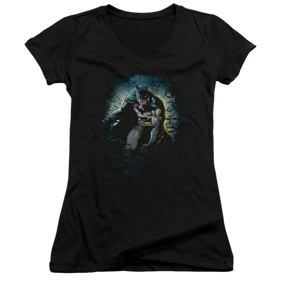 Batman Bat Cave Junior Women's T-Shirt V-Neck Black