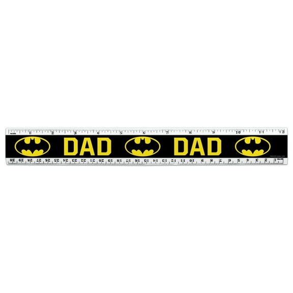 Batman Bat Dad Shield Logo 12 Inch Standard and Metric Plastic Ruler