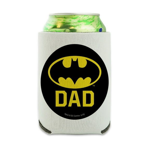 Batman Bat Dad Shield Logo Can Cooler - Drink Sleeve Hugger Collapsible Insulator - Beverage Insulated Holder