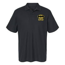 Batman Bat Dad Shield Logo Cotton Polo Shirt, Black, Small