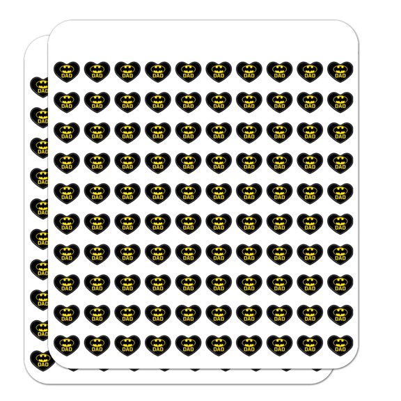 Batman Bat Dad Shield Logo Heart Shaped Planner Calendar Scrapbook Craft Stickers