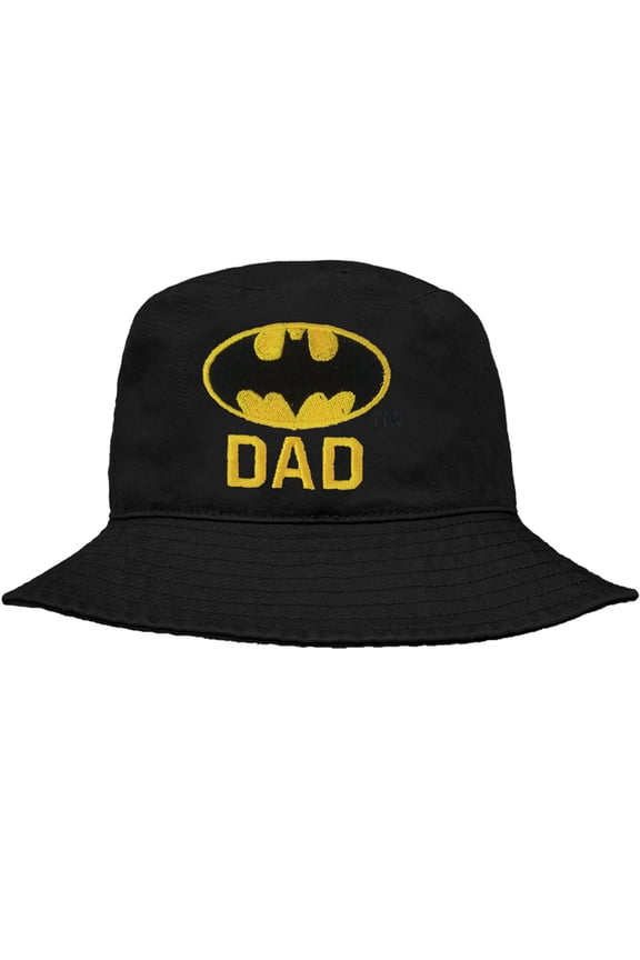 Batman Bat Dad Shield Logo Officially Licensed Bucket Hat Unisex for Men & Women, Black