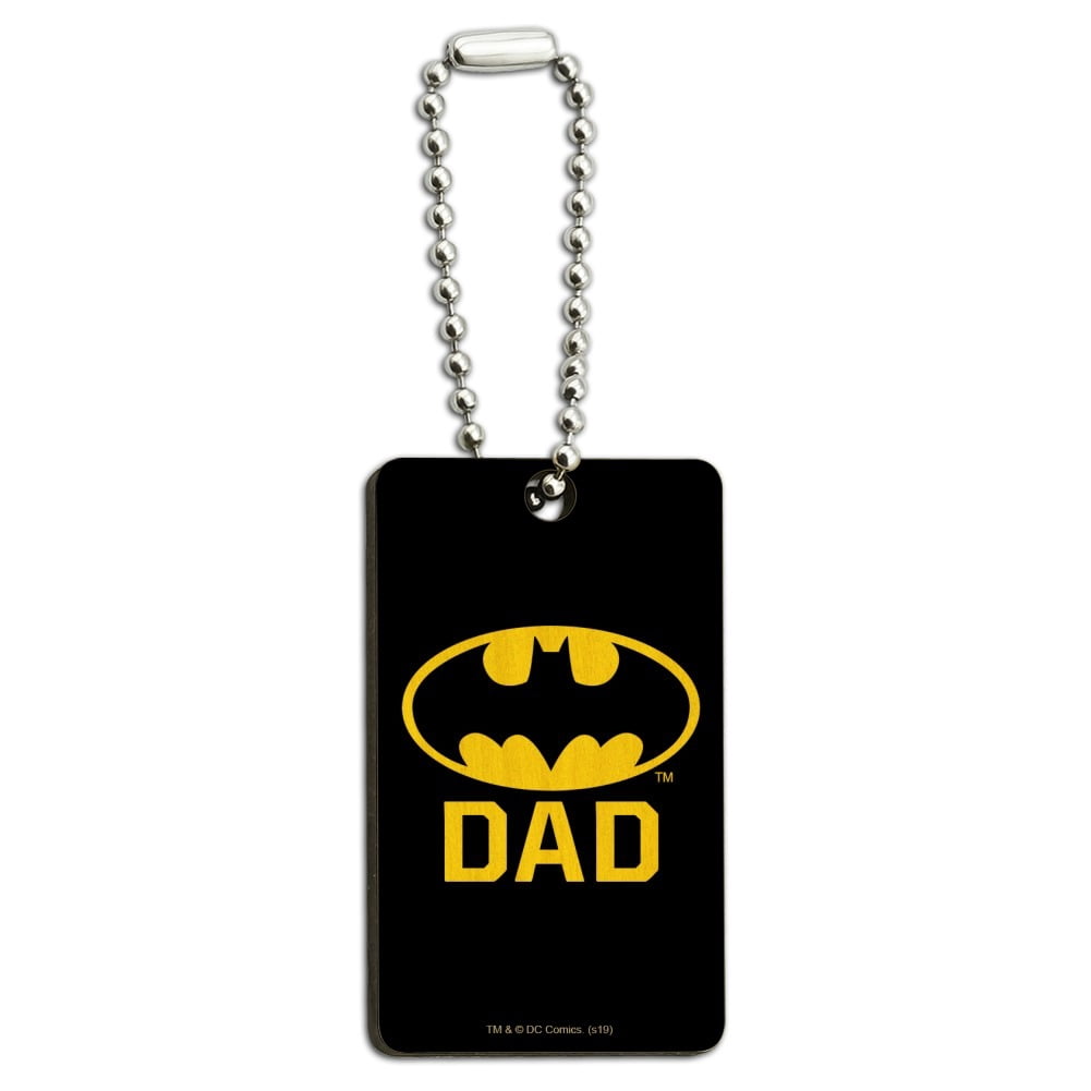 Batman Bat Dad Shield Logo Wood Wooden Rectangle Keychain Key Ring ...