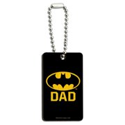 Batman Bat Dad Shield Logo Wood Wooden Rectangle Keychain Key Ring