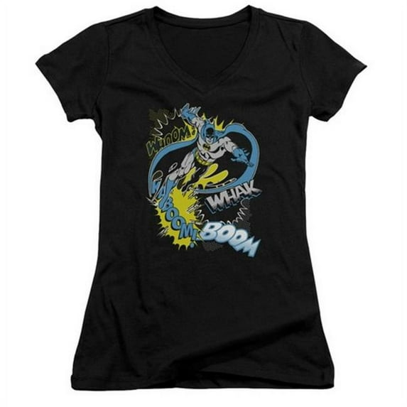 Batman-Bat Effects - Junior V-Neck Tee - Black- Small