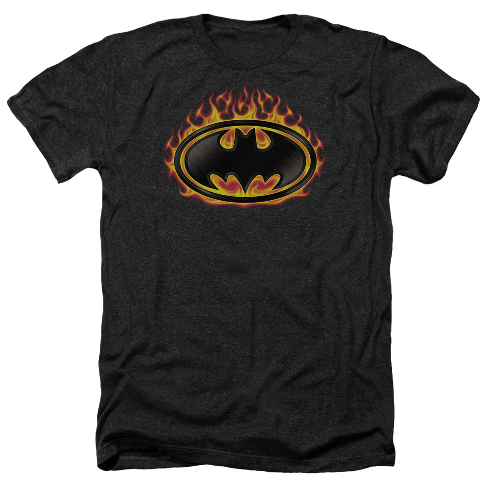 Batman - Bat Flames Shield - Heather Short Sleeve Shirt - XX-Large