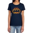 thumbnail image 1 of Batman Bat Flames Shield Women's T Shirt, Navy, 2X-Large, 1 of 6
