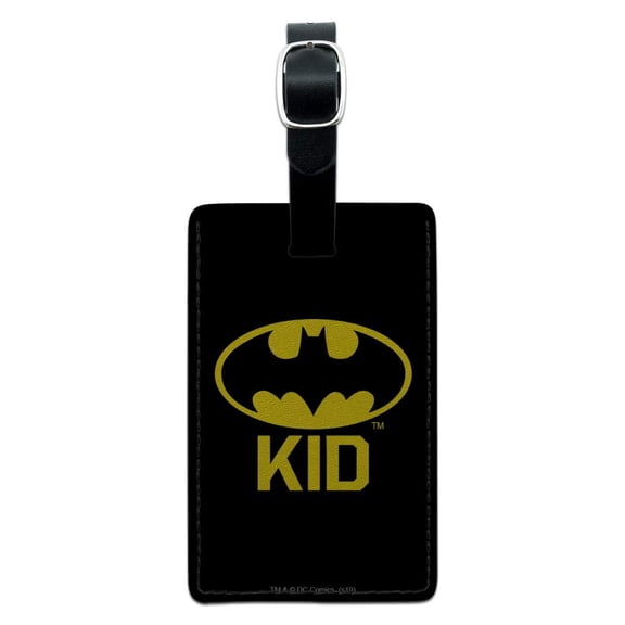 Batman Bat Kid Shield Logo Rectangle Leather Luggage Card Suitcase Carry-On ID Tag
