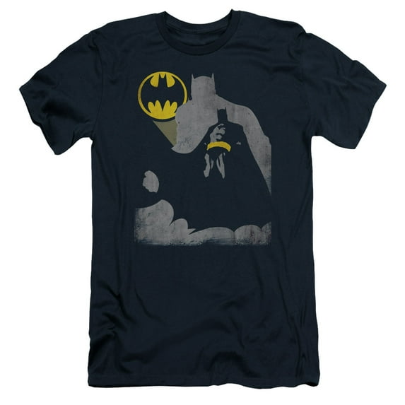Batman Bat Knockout S/S Adult 30/1 T-Shirt-Navy