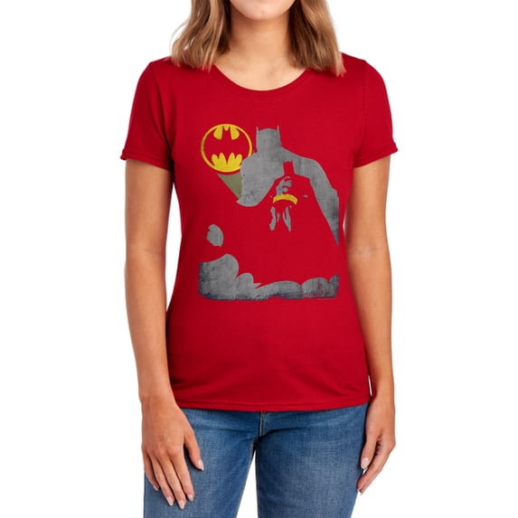 Batman Bat Knockout Women's T Shirt, Red, Small
