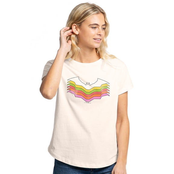 Batman Bat Logo Color Shadows Women's Graphic T-Shirt Rolled Sleeve Tee