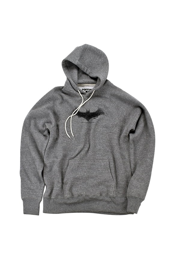 Bat Logo Unisex Adult Slim Fit Pull-Over Heather Hoodie, Athletic Heather, Large