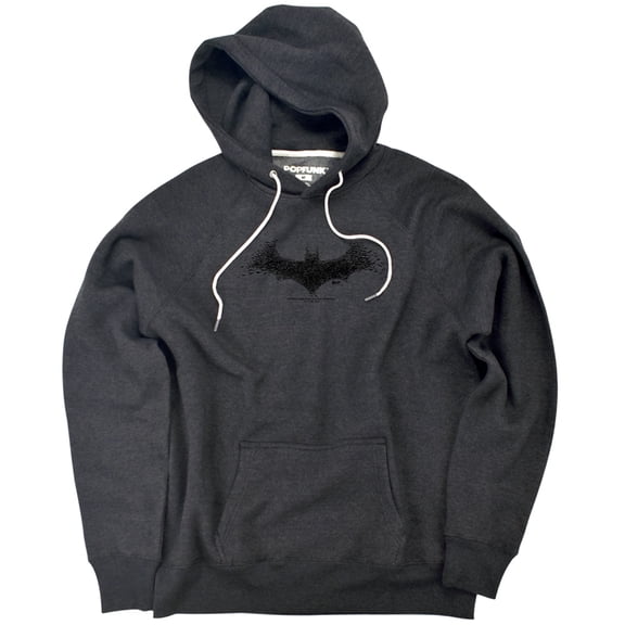 Batman Bat Logo Unisex Adult Slim Fit Pull-Over Heather Hoodie, Charcoal, Small