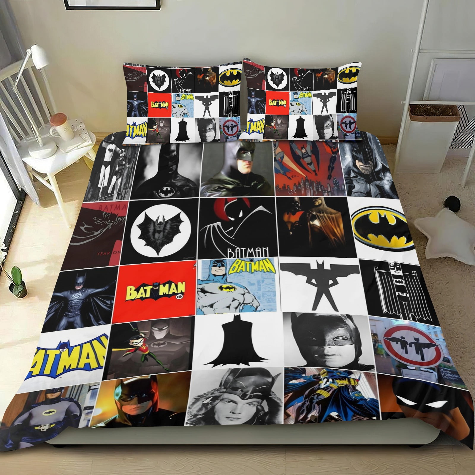 Batman Bat Man-themed Bed Sheet Set Three Piece Set Comfortable And Skin Friendly Unique Design Home Decor Gifts For Family Friends fans54x79Inches135cm*200cm