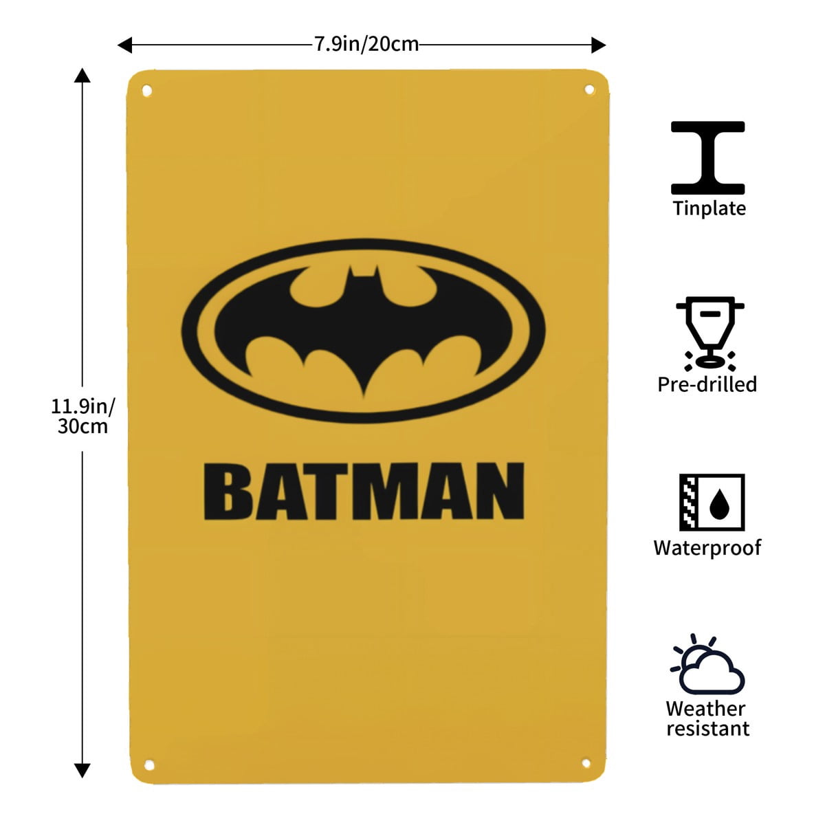 Batman Bat Man-themed Tin Painting tin print, 8×12 in (20×30 cm), HD ...
