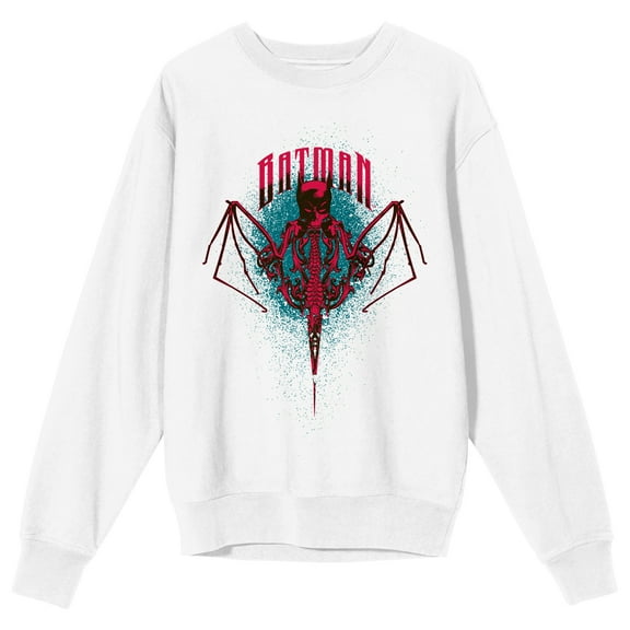 Batman Bat Mask And Bat Wings Men's White Graphic Sweatshirt-3XL