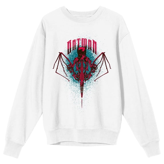 Batman Bat Mask And Bat Wings Men's White Graphic Sweatshirt-XXL