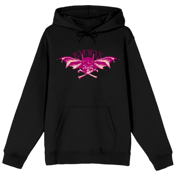 Batman Bat Mask, Cross Bones, and Bat Wings Men's Black Graphic Hoodie-XS