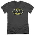 thumbnail image 1 of Batman Bat Mech Logo S/S Adult V-Neck T-Shirt Charcoal, 1 of 1