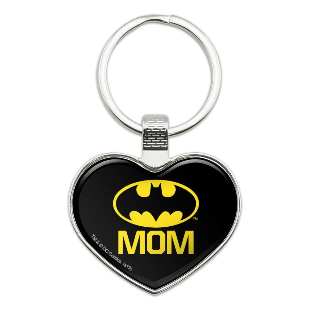 Batman Bat Mom Shield Logo Keychain Heart Love Metal Key Chain Ring ...
