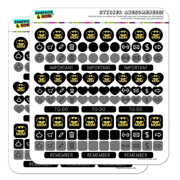 Batman Bat Mom Shield Logo Planner Calendar Scrapbooking Crafting Sticker Set