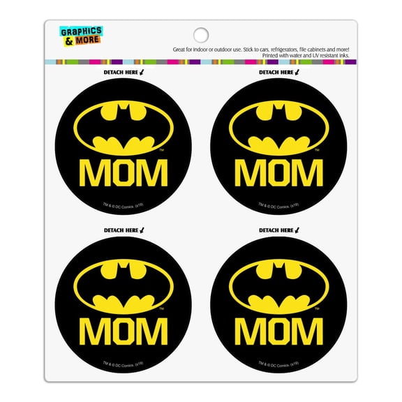 Batman Bat Mom Shield Logo Refrigerator Fridge Locker Vinyl Circle Magnet Set