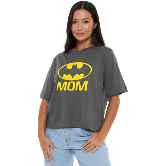 Batman Bat Mom Women's Boxy Cropped T-Shirt Casual Graphic Tee